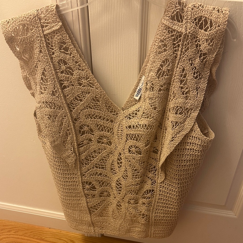 White House Black Market Outlet Tan Crochet Sweater XL